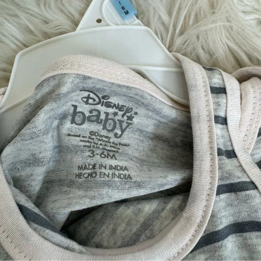 Disney Winnie the Pooh Girls’ Bodysuit, Jogger and Bib Set for Newborn – Grey